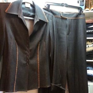 VINTAGE Vertigo Paris Suit. Denim Pant with Medium Jacket with Slight Stretch.